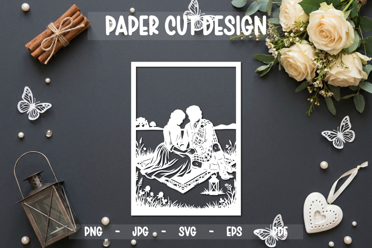 Romantic Couple Paper Cut Card, 5x7 Paper cut