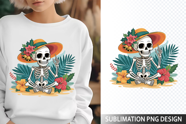 Funny Summer Skeleton Illustration - Sublimation PNG Design