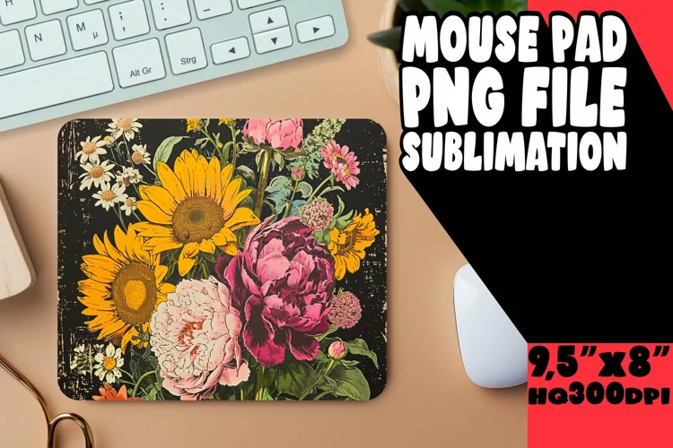 Retro Blossom Pattern Mouse Pad Print