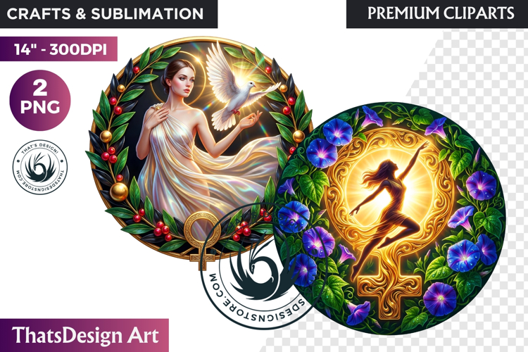 International Womens Day Round Cliparts   Backgrounds PNG