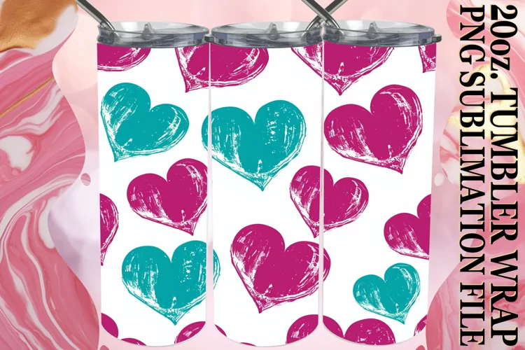 Romantic Hearts 20oz Sublimation Design