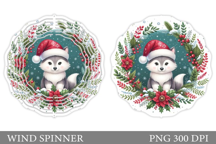 Christmas Wolf Wind Spinner. Christmas Wind Spinner Design example image 1
