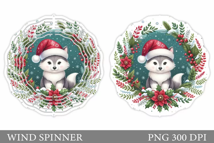 Christmas Wolf Wind Spinner. Christmas Wind Spinner Design