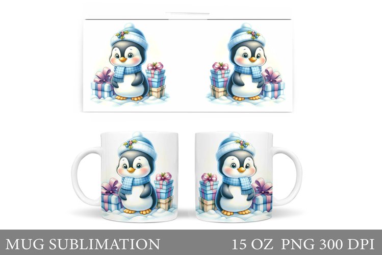 Christmas Penguin Mug Design. Christmas Mug Sublimation