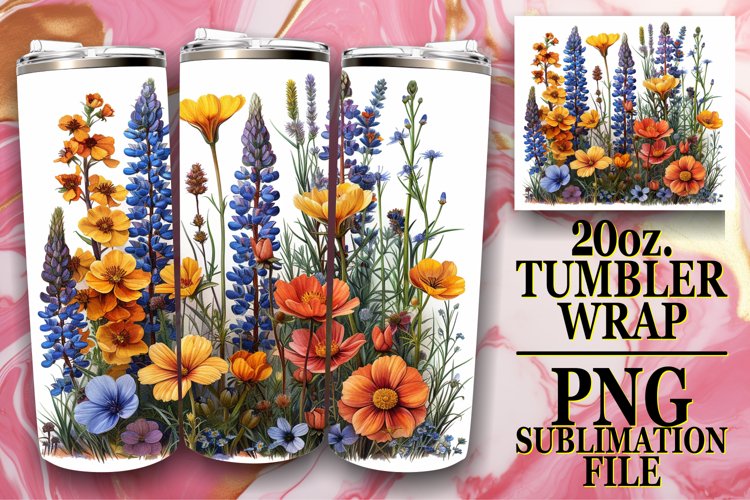 Beautiful Spring Meadow of Flowers Tumbler Wrap example image 1