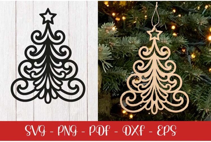Christmas tree laser SVG PNG| Christmas ornament example image 1