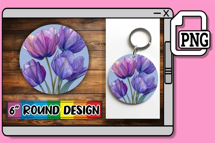 Petal Parade Sublimation Options - Keychain & Car Coaster