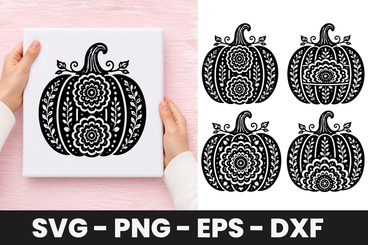 Floral Daisy Pumpkin SVG PNG
