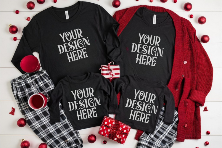 Christmas Family Matching Flat Lay T-Shirt Mockups
