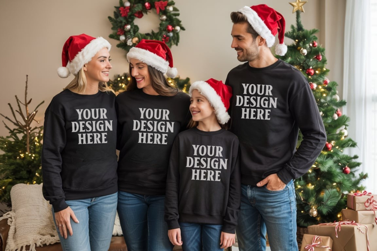 Christmas Family Matching T-Shirt Mockups | Holiday Group