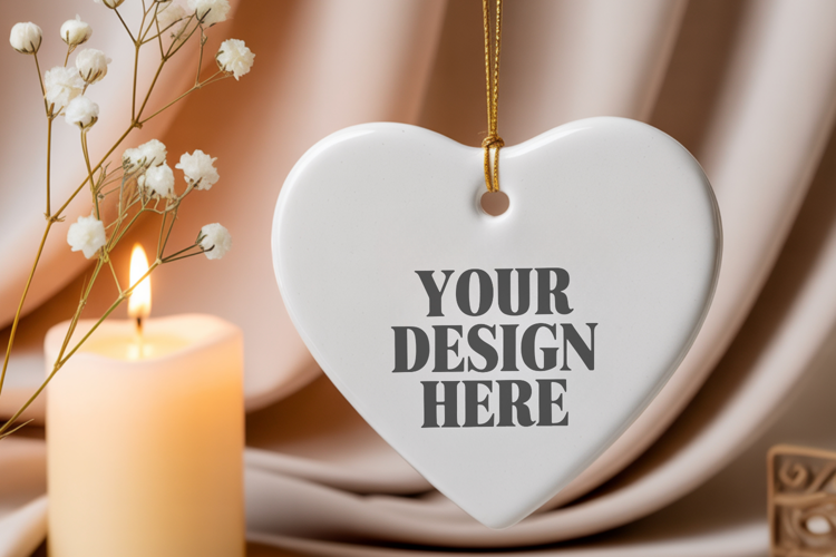 Christmas Love Heart Ornament Mockup | Holiday Hanging