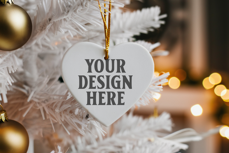 Holiday Love Heart Ornament Mockups | Romantic Christmas Tre