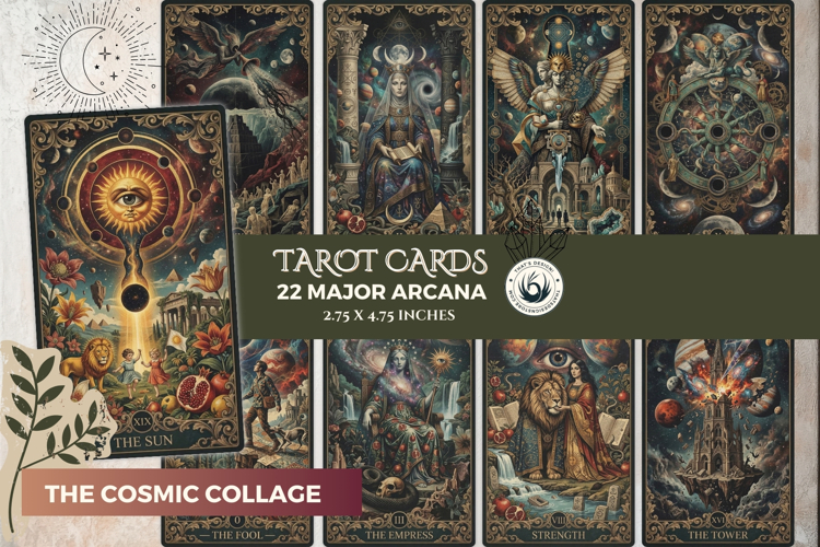 Cosmic Collage Major Arcana Tarot Cards for Divination Art