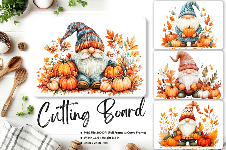 Gnome Cutting Board Kitchen Fall Autumn Chopping Board_22