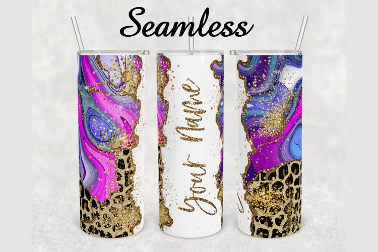 Glitter Agate Leopard Print 20oz sublimation design tumbler
