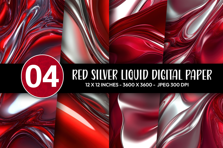 Red Silver Liquid Digital Paper