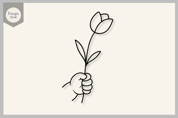Baby Hand Holding Flower SVG, Floral Line Art, Mother’s Day example image 1