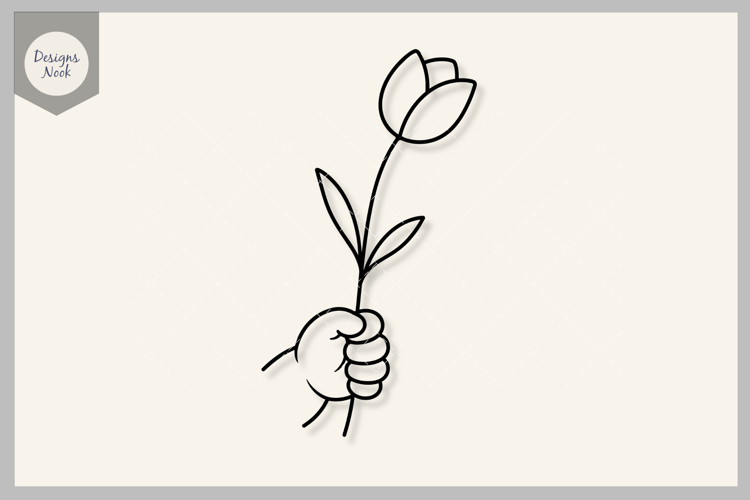 Baby Hand Holding Flower SVG, Floral Line Art, Mother’s Day