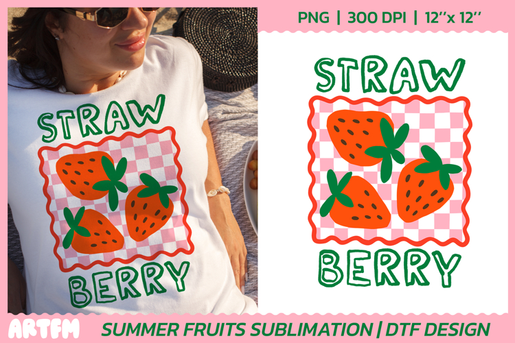 Strawberry Sublimation | Summer Tropical Fruit DTF Print