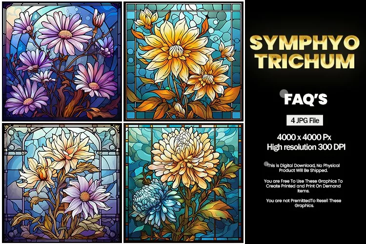 Stained Glass Symphyotrichum Square Coaster - 04 Variations