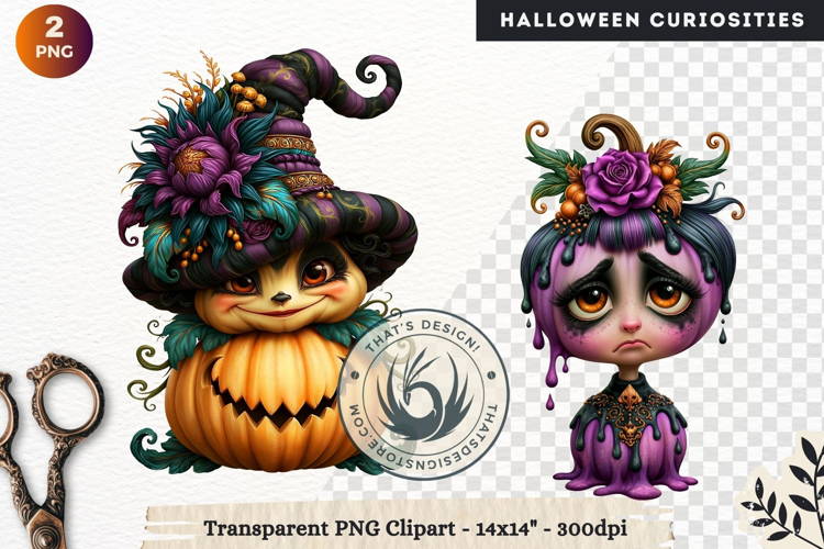 Surreal Halloween Character Cliparts Spooky Curiosities
