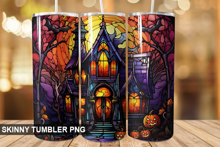 Stained Glass Halloween Tumbler 20 oz Skinny Tumbler