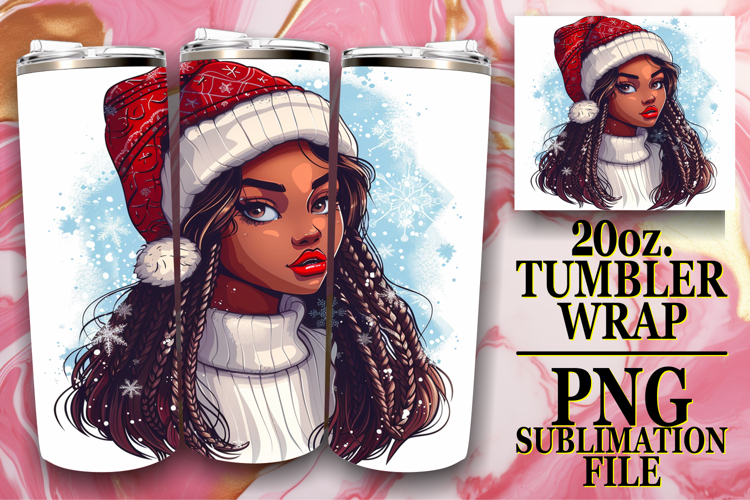 Joyful vibes 20oz tumbler wrap, Xmas Girl