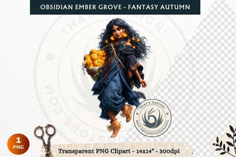 Dark Autumn Fantasy Clipart PNG for RPG Obsidian Ember Grove example image 1