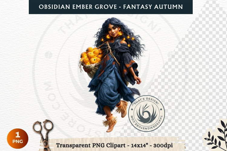 Dark Autumn Fantasy Clipart PNG for RPG Obsidian Ember Grove