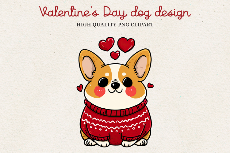 Valentine’s Day Cute Dog Clipart | Love Puppy PNG