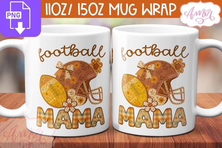Football Mama mug wrap sublimation PNG, Fall Mug PNG