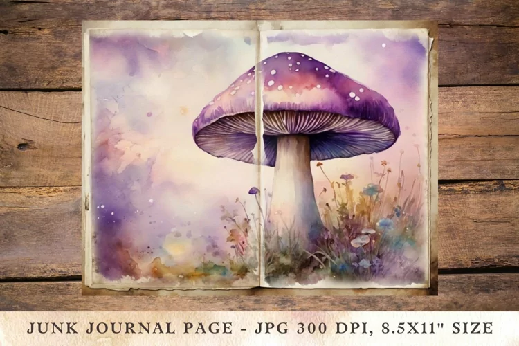 Printable Junk Journal Pages misty mushroom