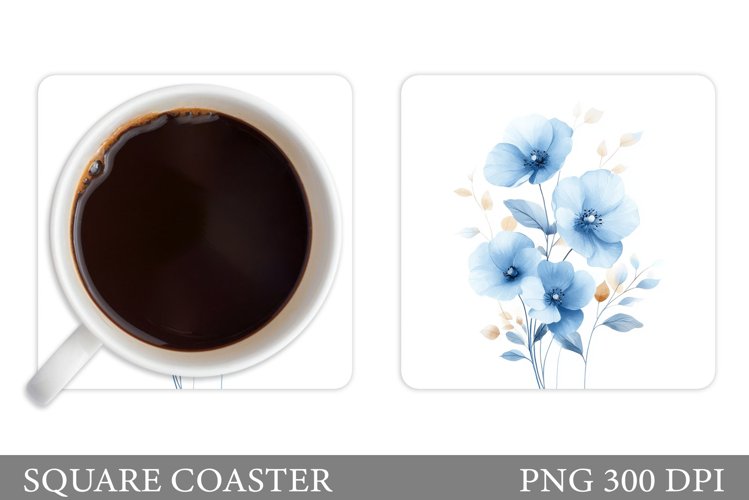 Flowers Coaster Sublimation. Floral Coaster Design example image 1