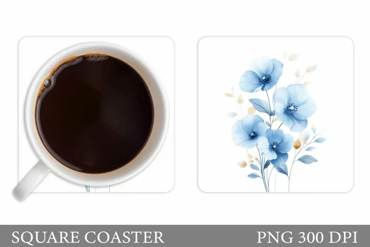 Flowers Coaster Sublimation. Floral Coaster Design