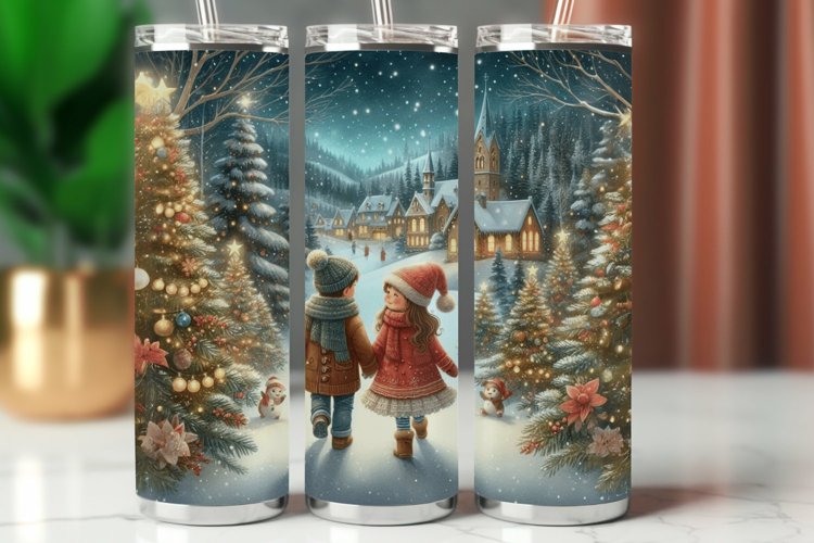 Tumbler Wrap 20 oz - boy and girl christmas example image 1