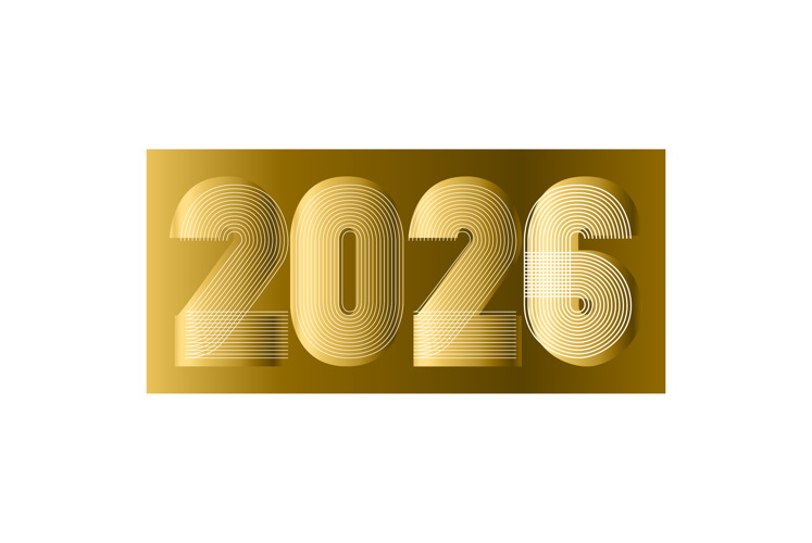 Modern cover background with horizontal 2026 number on gold