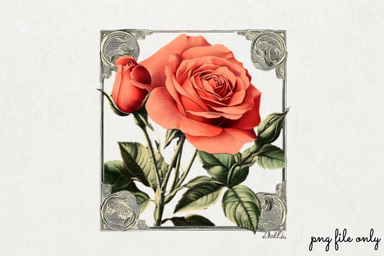 Valentines Romantic Retro Style Stamp Clipart PNG