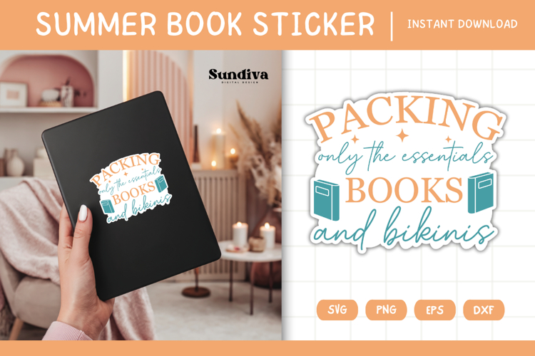 Printable Summer Book Lover Sticker | Books And Bikinis