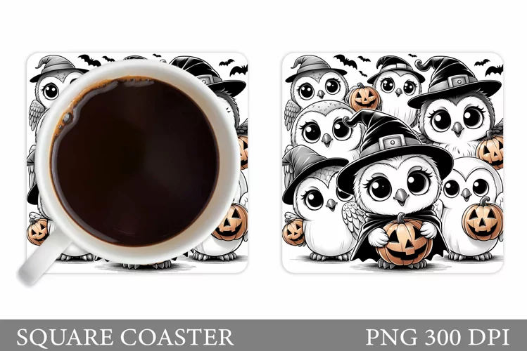 Halloween Owl Coaster Design. Halloween Coaster Sublimation