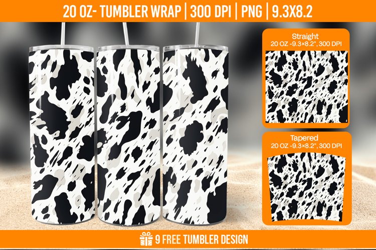 Cowhide Tumbler Wrap Designs, Sublimation Wrap