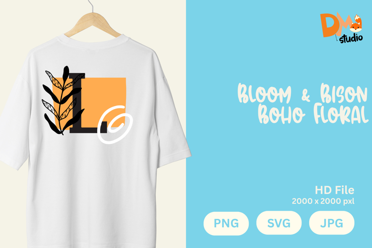 Bloom   Bison Boho Floral Monogram