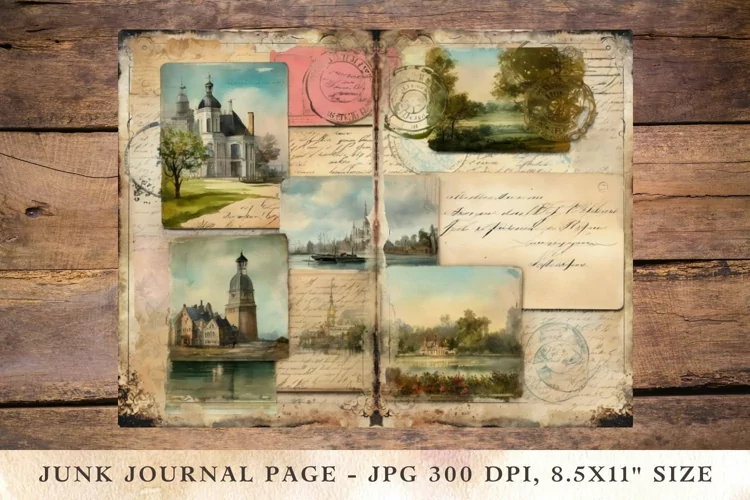 Printable Junk Journal Pages travel postcard 8