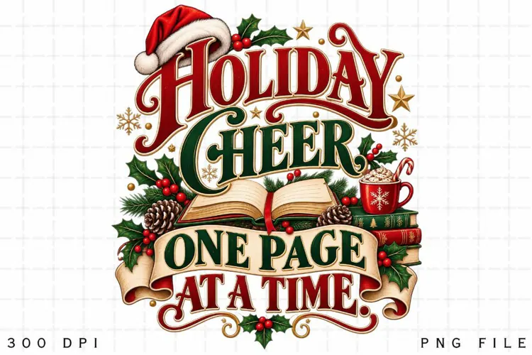 Holiday Cheer One Page at a Time Christmas Book Lover Design
