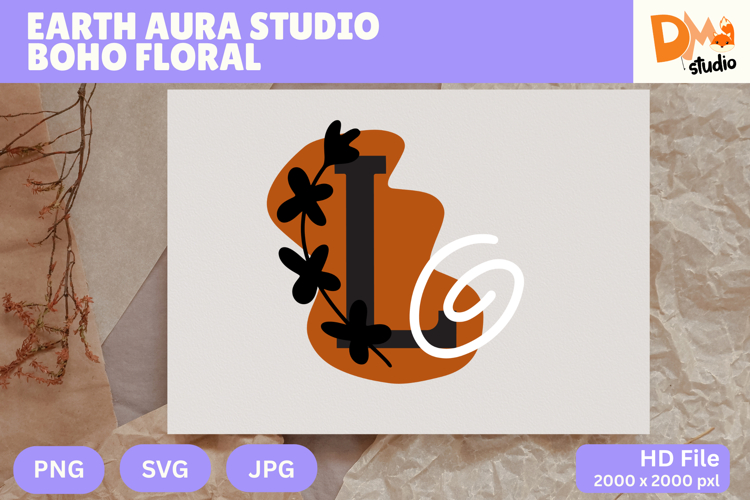 Earth Aura Studio Boho Floral Monogram