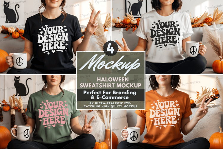 halloween sweatshirt mockup, autumn mockup, festive mockup