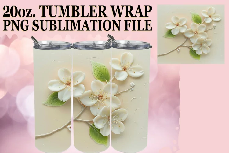 Blossom Harmony: Tumbler Wrap Sublimation