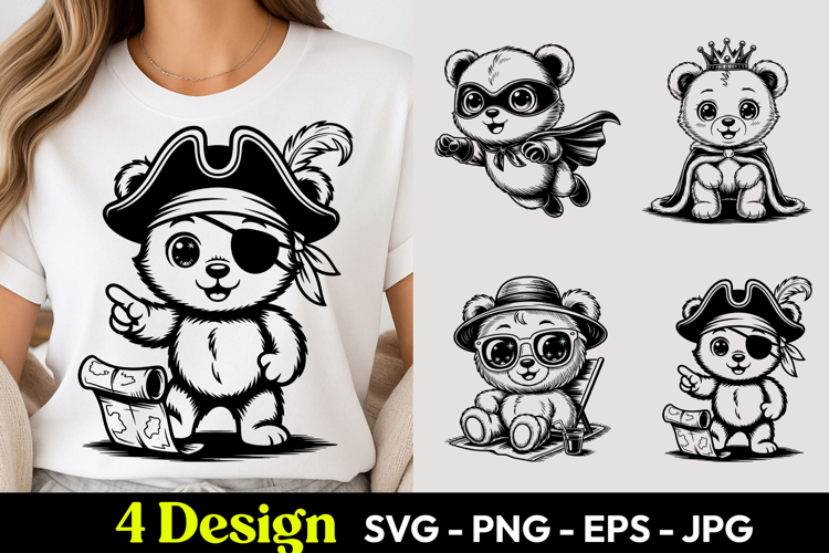 Pirate Panda Cartoon SVG PNG