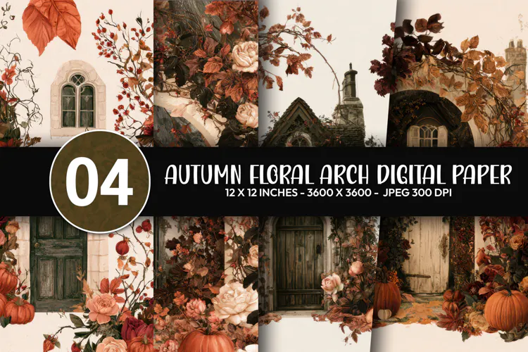 Autumn Floral Arch Digital Paper