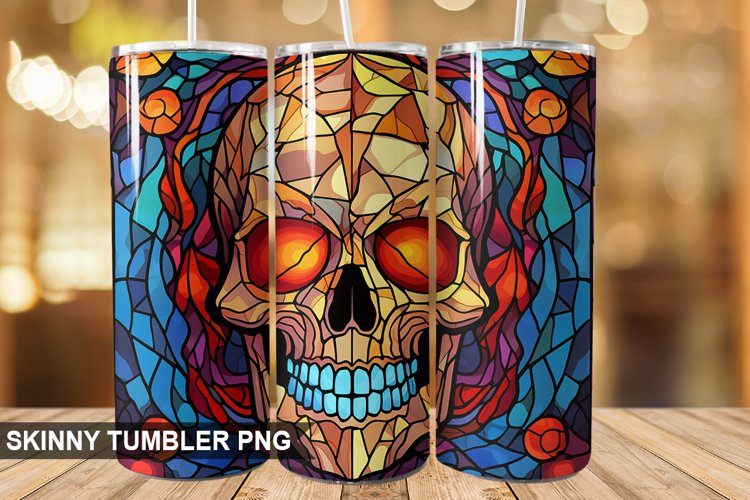 Stained Glass Halloween Skull | Skull 20 oz Skinny Tumbler