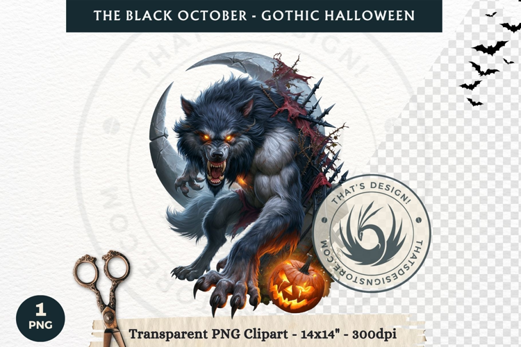 The Black October Gothic Halloween Clipart, Horror character